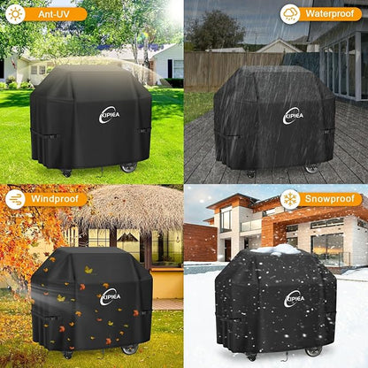 600D Heavy Duty Gas Grill Cover for Weber Genesis 400 & LX Series Grills, 64-Inch Waterproof BBQ Cover with Windproof Buckles, UV Resistant, No Tear – Not Compatible with 2022+ Genesis 400
