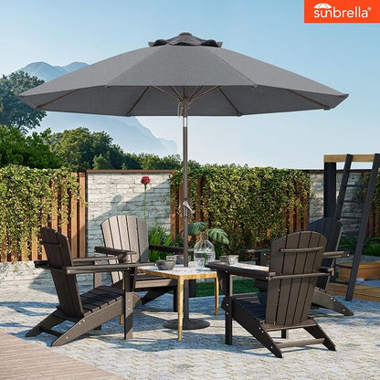 ABCCANOPY 10-Year No Fading 9FT Patio Umbrella, Acrylic Outdoor Table Umbrella with 8 Sturdy Ribs for Deck, Backyard, Garden, Yard (Grey)