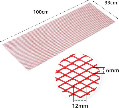 AggAuto Universal 40"x13" Car Grill Mesh 6x12mm Rhombic Hole Red | Aluminum Alloy Automotive Grille Insert Bumper, One of the Most Multifunctional Shape Grids 100x33cm