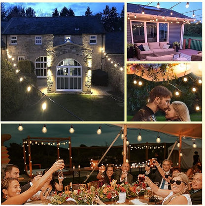 1Pack 150ft Outdoor String Lights with Remote Patio Lights 45+3 Bulbs | String lights for outside, 3 Lighting Modes&Dimmable&Timer