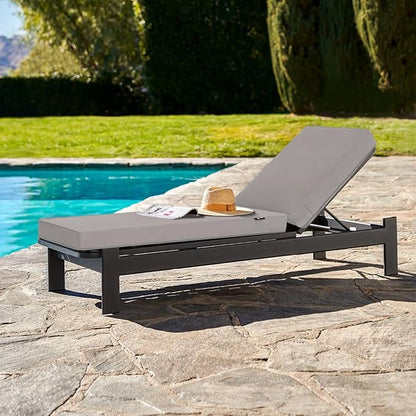 Favoyard Chaise Lounge Cushions Outdoor 72 x 21 x3 Inch Waterproof & 3-Year Fade Resistant Outdoor Lounge Chair Cushions with Removable Cover, Ties and Hidden Zipper for Patio Pool Lounge Chairs