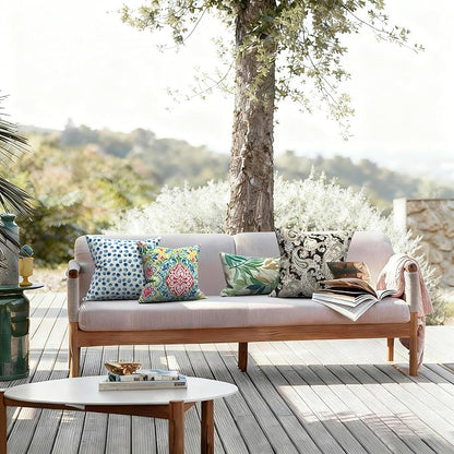 LVTXIII 2 Pack Outdoor Throw Pillow Covers for Patio Furniture, 16x16 Inch Square Pillow Case, Water-Repellent Cushion Covers for Garden, Porch, Sofa, Damask Red