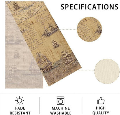 World Map Table Runner,Dining Decor for Kitchen Coffee Table Family Dinners Holiday Parties Wedding Events Decor(13x72 inch)