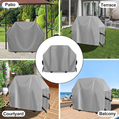 OutdoorLines Waterproof Heavy Duty BBQ Grill Cover - Universal Barbecue Grill Covers UV Resistant Barbeque Gas Grill Cover for Outdoor Outside Grill, 64L x 24W x 44H Inch, Gray