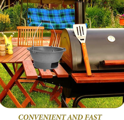 DECHOUS Cast Iron Charcoal Grill Stove Portable Tabletop Bbq Grill with Handle and Inner Grid Large Size for Outdoor Camping and Indoor Heating