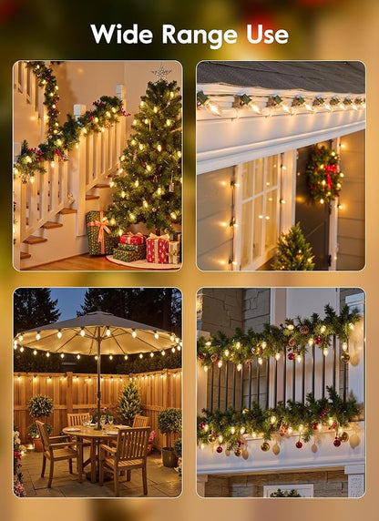 Minetom C9 Christmas Lights Outdoor, 25FT 25 LED String Lights Warm White | Waterproof Connectable Christmas Tree Lights for House, Roofline, Holiday Party, Indoor Outside, Garden Patio Backyard Decor