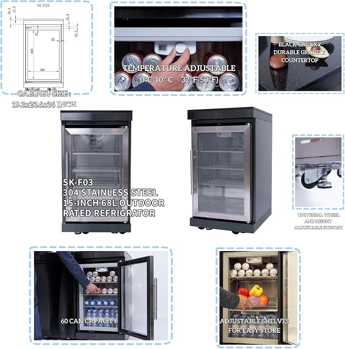 82-Inch Outdoor Kitchen Bar Island Grill with 6-Burner Natural Gas, 85,000 BTU Stainless Steel Gas Outdoor Grill Island Wine Cooler, Sink, Black Granite Countertops, For Patio Backyard BBQ, Black