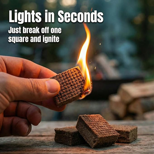 Fire Starter Cubes for Grills: Natural Fire Starters Blocks - Quick Ignition Odorless Firestarter Squares for Campfire BBQ Outdoor Firepits Fireplaces & Wood Stoves - 144 pcs