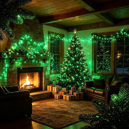 Green Christmas String Lights, 100 Count Incandescent Mini Lights | Connectable Xmas Tree Light for Indoor Outdoor Garland Birthday St. Patrick's Day Holiday Wedding Festival Party