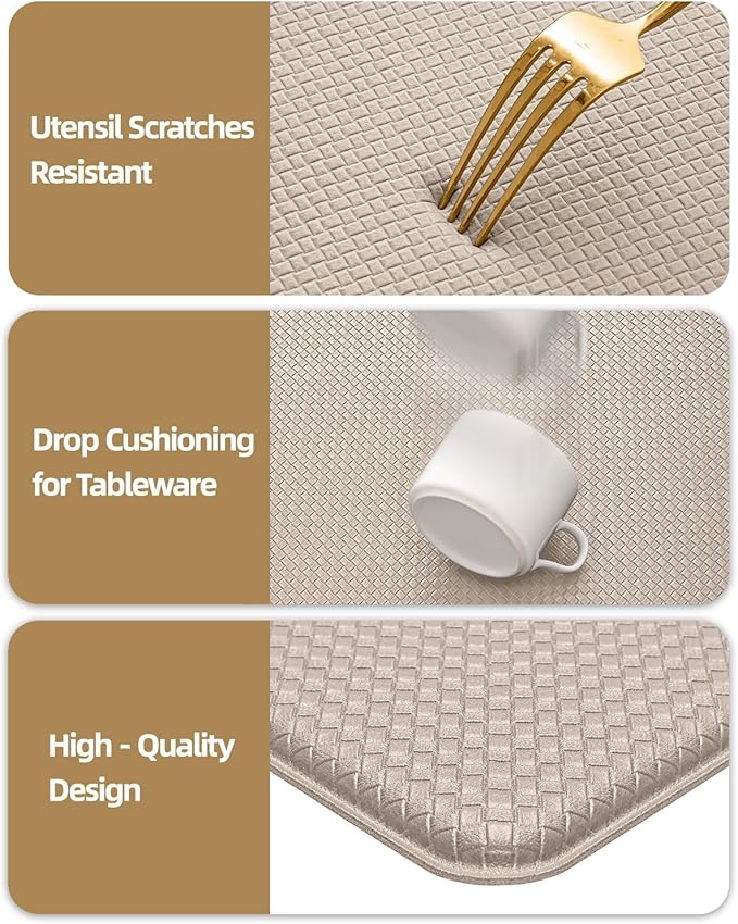 Color&Geometry Anti Fatigue Cushion Kitchen Mat for Floor -24"x71",Wide,Easy Clean, Water & Oil Proof, Anti Slip, Foam Rubber Runner Rug for Front Sink Comfort Standing,Dark Beige