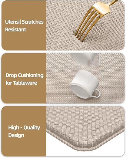 Color&Geometry Anti Fatigue Cushion Kitchen Mat for Floor -24"x71",Wide,Easy Clean, Water & Oil Proof, Anti Slip, Foam Rubber Runner Rug for Front Sink Comfort Standing,Dark Beige