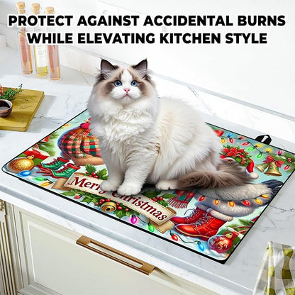 Christmas Stove Top Cover Snowman Stove Top Cover for Home Decoration Kitchen Pad Non-Stick Washable Cooktop Covers Countertop Protector Keep Stove Clean 28"x20" (Rooster)