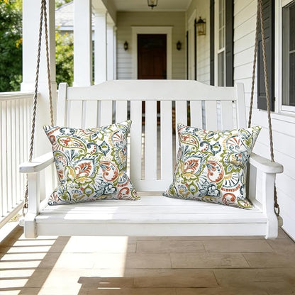LVTXIII Outdoor Pillow Covers 20x20 Inch, 2 Pack Large Square Throw Pillow Cases, Fade-Resistant Cushion Covers for Patio Furniture Sofa, Garden Porch, Paisley Botanical