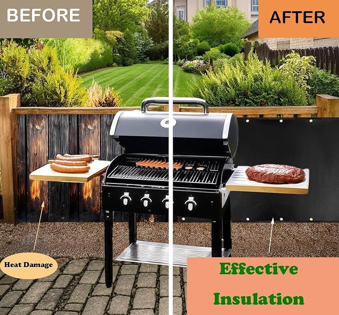 48x30'' Grill Mats for Outdoor Grill，Fireproof Heat Shield for Grill | Protecting Deck Railing Wall From Grill Heat and Oil Stain,Prevent Fence and Wall By BBQ Smoke.