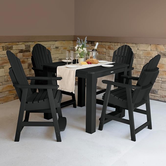 highwood Hamilton 5 Piece Square Counter Height Dining Set, Black