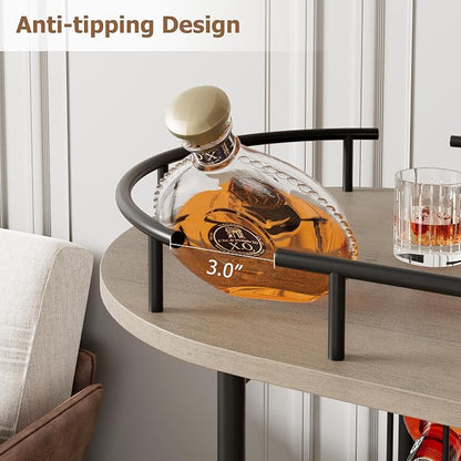 Garvee Bar Serving Cart with Wine Rack and Glass Holder, Black+Grey | 3-Tier Rolling Serving Cart with 4 Wheels, Small Serving Table for Living Room, Kitchen, Dining Room