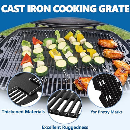 SafBbcue 7584 25" Cast Iron Cooking Grates & 65032 23.75" Grill Burner for Wber Q300 320 3000 3200 57060001 586002 Grills, Baby Q Grill Grids & Grates and Grill Burner Tube Kit for Weber 7646 & 65032