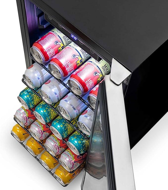 NewAir 15” Outdoor Beverage Fridge | Freestanding or Built-In Under counter Refrigerator for Outside Patio | Weatherproof Outdoor Fridge for 90 Cans with Detachable Castors | Stainless Steel