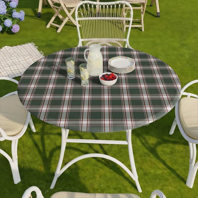 opstellen Fitted Round Tablecloth Waterproof Table Cloth Vinyl Indoor Outdoor Circle Cover for 36-44" Tables Dining Kitchen Apartment Home Party Gear Gifts Summer Fall Patio Picnic Camping Essentials