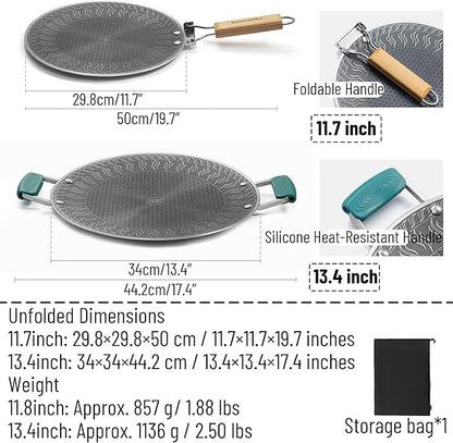 Naturehike Non Stick Griddle Pan, 13-Inch Flat Grilling Skillet for Indoor Outdoor Cooking, Honeycomb Coating Stainless Steel Pan for Korean Barbecue, Compatible with All Cooktops (13.4-inch)