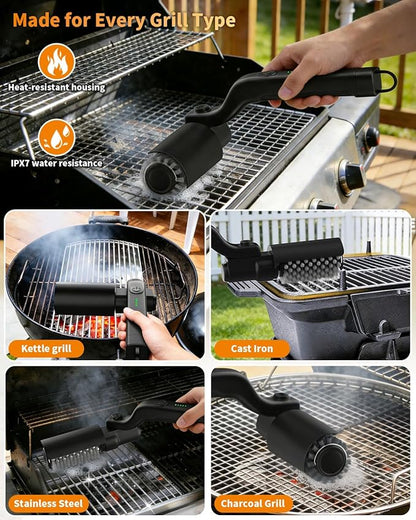 Electric Grill Brush, 3-Speed Rotary BBQ Cleaning Tool with 180° Adjustable Head,90-Minute Runtime,USB-C Rechargeable,Stainless Steel Bristle Brush for Gas,Charcoal and Ceramic Grills