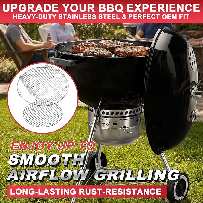 Round Grill Grate for Weber 22" Original Kettle Charcoal Grills, 7436 Cooking Grate & 7441 Charcoal Grate for Weber Performer/Jumbo Joe Premium/ Master-Touch & Other 22 Kettle Grill Accessories