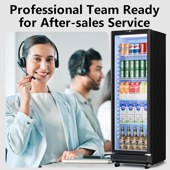 8.5 Cu.Ft Commercial Display Fridge with Glass Door | Double-Tempered Glass, Locking Key & LED, Outdoor/Indoor Versatile, Bar/Office/Restaurant, Spacious Storage, Energy Saving
