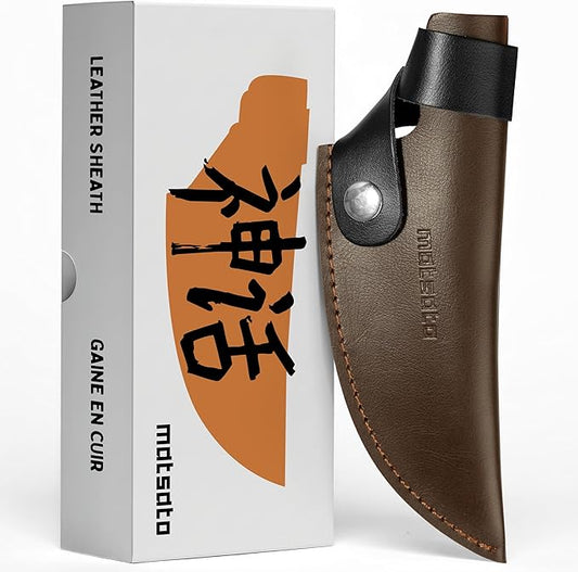 Matsato Kitchen Knife Leather Sheath, Japanese Steel Chef's Knife Holder for Cutting and Chopping, 6.3 Inch Knives Holder