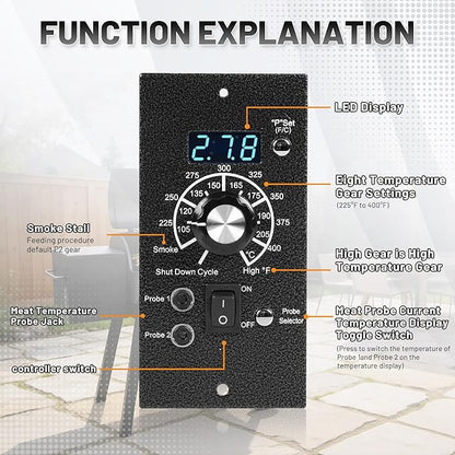 Upgraded Digital Thermostat Controller Replacement Control Panel Pro PID Board Parts F/C Temperature Mode for Traeger Wood Pellet Grills with Temperature Meat Probe RTD Sensor BBQ Accessories