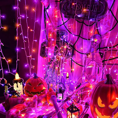 66FT 200 LED Outdoor String Lights, Orange and Purple String Lights for Outside Waterproof with 8 Modes, Plug in Connectable Twinkle Fairy Lights for Indoor Home Patio Garden Decorations