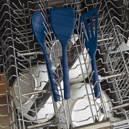 GreenPan Silicone Ultimate Fork, Mixing Stirring Serving, Cooking Kitchen Utensil, Flexible Rubber Nonstick Cookware, Rigid Steel Core, Heat-Resistant, Anti-Slip Handle, BPA-Free Dishwasher Safe, Blue