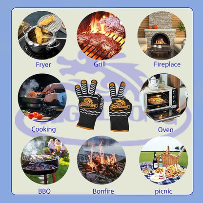 BBQ Gloves, Oven Gloves Original 2 Pack1472℉ Extreme Heat Resistant, Grilling Gloves Silicone Non-Slip Oven Mitts, Kitchen Gloves for BBQ, Grilling, Cooking, Baking