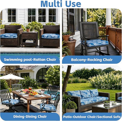 COZYVIDA Outdoor Chair Cushions Set of 4, 20"x20" Square Seat Pads with Tie Straps and YKK Zippers, 30D High-Density Foam, Water-Resistant Fabric,UV-Resistant 1000+ Hrs