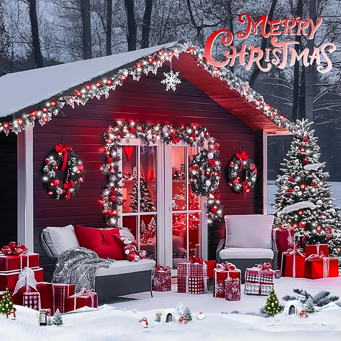 JMEXSUSS 200 LED Red and White Christmas Lights, 66ft String Lights Plug in | Connectable, 8 Modes, Green Wire Twinkle Christmas Lights for Tree Bedroom Mantel Fireplace Porch Yard Indoor Outdoor Decor