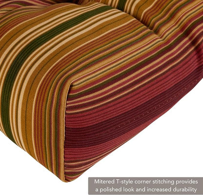 Greendale Home Fashions Outdoor 44x22-inch High Back Chair Cushions (Set of 2), Cinnamon Stripe