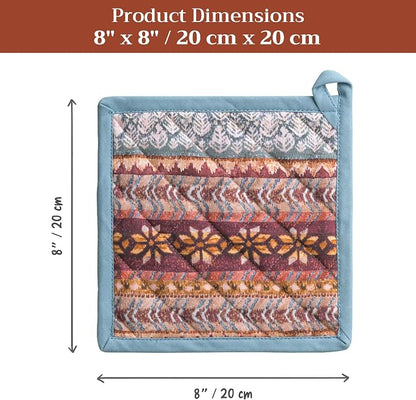 Maison d' Hermine Pot Holders 100% Cotton Potholders (8" x 8", Pack of 1) | Heat Resistant Hot Pads with Loop BBQ Cooking Baking Hotel Kitchen Handling Hot Pans Thanksgiving Christmas - Fair Isle