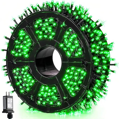 JMEXSUSS 1000 LED Green Christmas Lights Plug in, 328ft Halloween Lights | Plug in, Green Wire, Durable, 8 Modes, Waterproof, for Christmas Halloween Yard Patio Tree Porch Decor