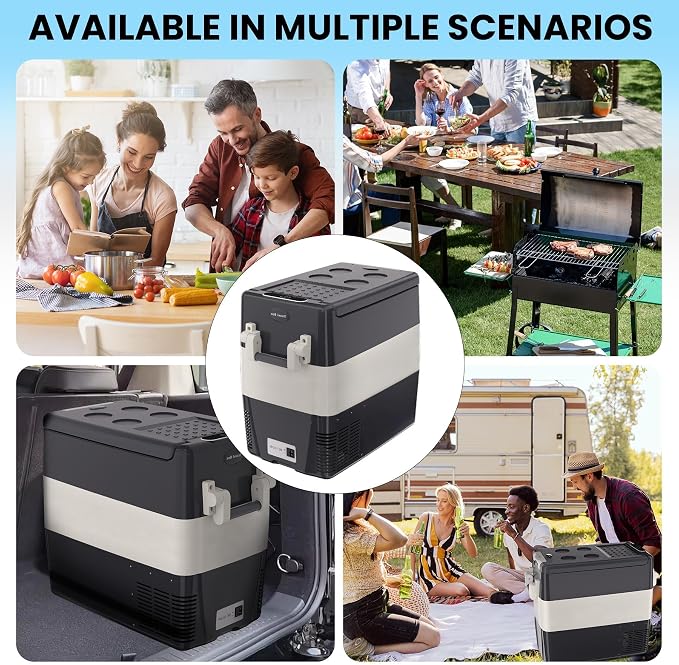 Garvee 12V Portable Car Refrigerator, 52QT Portable Freezer for Camping | with -4℉ to 50℉ Adjustable Temperature, 12/24V DC & 110-240V AC Compressor Fridge, Fast Cooling for Travel, Truck