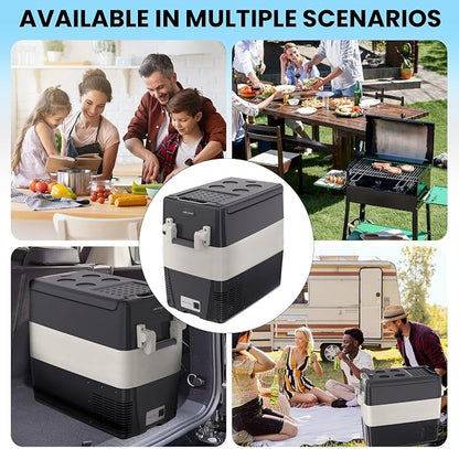 Garvee 12V Portable Car Refrigerator, 52QT Portable Freezer for Camping | with -4℉ to 50℉ Adjustable Temperature, 12/24V DC & 110-240V AC Compressor Fridge, Fast Cooling for Travel, Truck