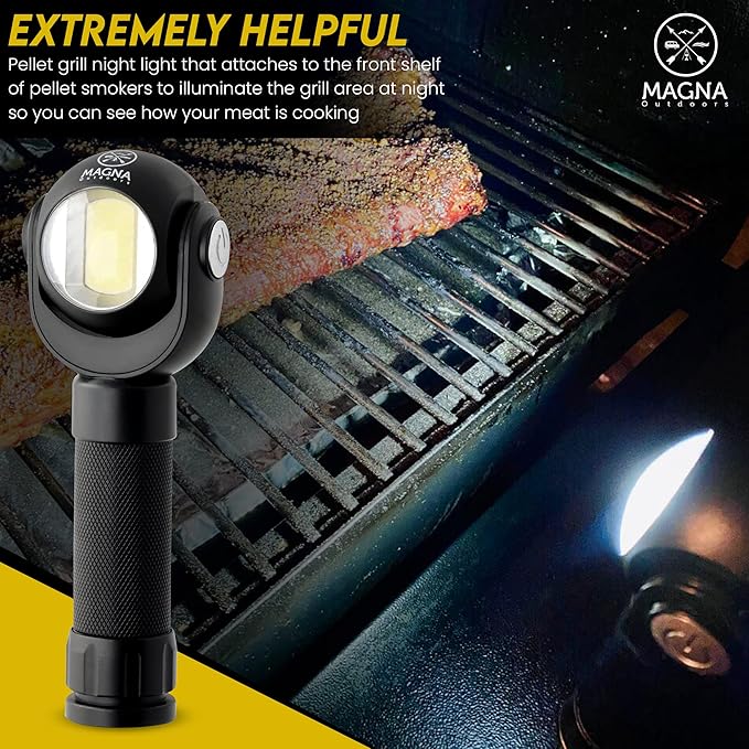 Pellet Smoker Grill LED Night Light - A 2-in-1 Light with a Magnetic Base Attaches to The Front Shelf of Pellet Smokers Compatible with Traeger Grills