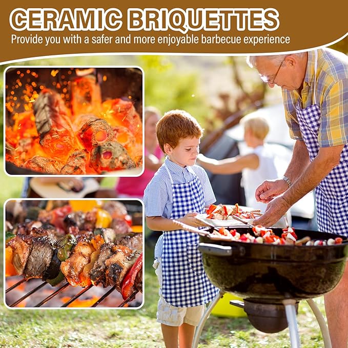 Baquler 30 Pcs Ceramic Briquettes for Gas Grill Replacement 2"x2" Universal BBQ Grill Briquettes, Reusable Even Heat Distribution Stone for Most Grills, Reusable Heat Plates Alternative