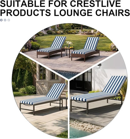 Crestlive Products Waterproof Outdoor Chaise Lounge Cushions Set of 2, Fade Resistant Patio Furniture Lounge Chair Cushion, 80" L x 23" W
