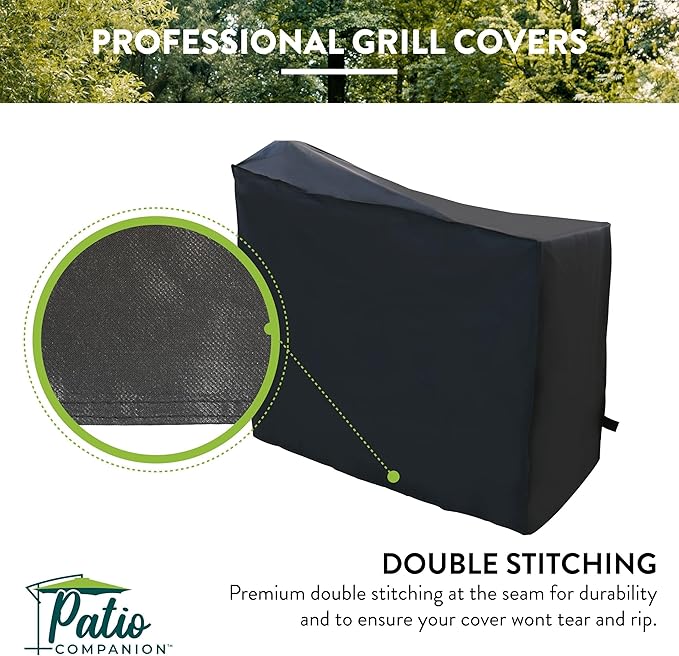 Patio Companion Professional 58.5" Black Smoker Cover, 5-Year Warranty, Heavy-Grade, UV Blocking, Weather Resistant, Grill Cover for Traeger, Pit Boss.