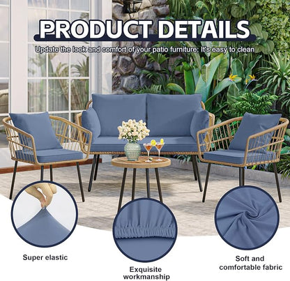 12Pcs Patio Cushion Covers, Outdoor Stretch Cushion Covers, Washable | Stretch Fit, Replacement, Washable and Reusable Furniture Protectors, Fits most patio furniture cushion covers, Cover Only