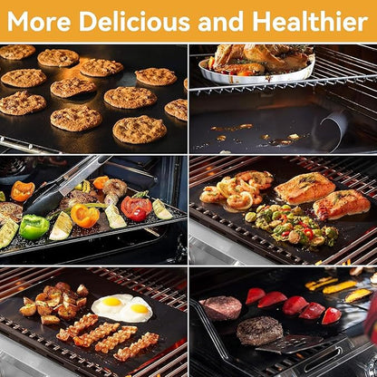 Grill Mats for Outdoor Grill - Dailyart Set of 10 BBQ Grill Mat Non-Stick Grill Sheets Teflon Grilling Accessories BBQ Accessories Reusable, Works on Gas, Charcoal, Electric Grill 15.75 x 13-Inch