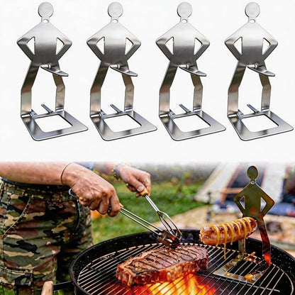 Funny BBQ Hot Dog Holder 2026，Reusable Stainless Steel Sausage Stands 4 PCS，Portable Hot Dog Roaster，Barbecue Grill Accessories for Camping & Party Gifts Hot Dog Stand Hot Dog Holders for Grilling