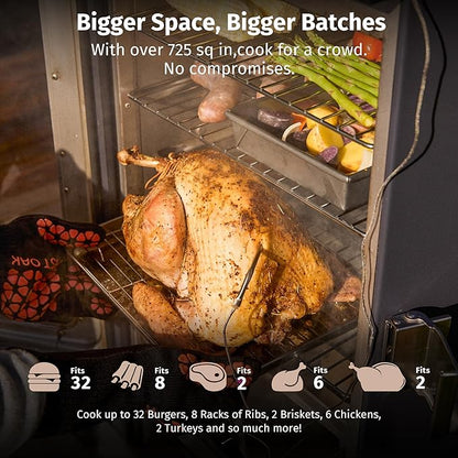 EAST OAK 30" Electric Smoker for Outdoors | Built-in Meat Probe & Clear Viewing Window | Side Chip Loader for 6x Longer Uninterrupted Smoking | 725 sq in Cooking Area for Bigger Batches, Night Blue