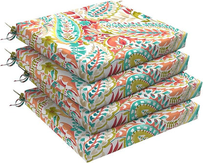 DYTXIII Set of 4 Outdoor Chair Cushions, Water Resistant 18.5"x16"x2" Square Seat Cushion for Patio Dining Chairs, High-Density Replacement Pads for Indoor Outdoor Furniture - Pretty Paisley