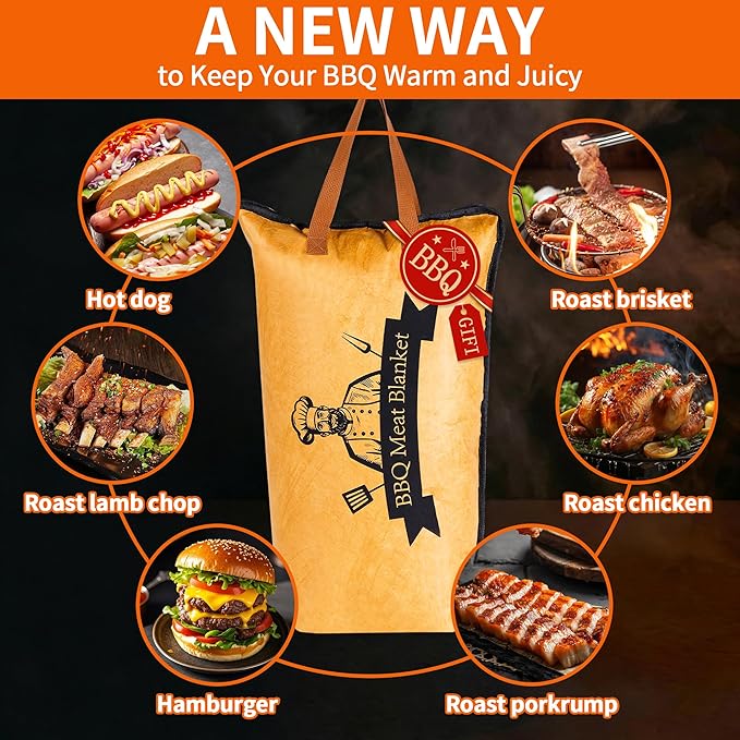 BBQ Blanket for Resting Meat – Insulated Brisket Blanket Bag, Reusable Meat Resting Blanket for Smoking, Grilling, Prep Tub Use – BBQ Accessories for Brisket, Ribs, Pork Shoulder, 21"x21"