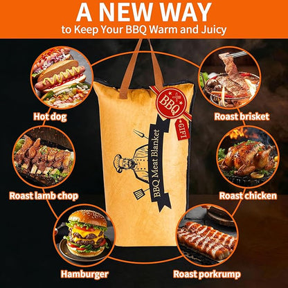 BBQ Blanket for Resting Meat – Insulated Brisket Blanket Bag, Reusable Meat Resting Blanket for Smoking, Grilling, Prep Tub Use – BBQ Accessories for Brisket, Ribs, Pork Shoulder, 21"x21"